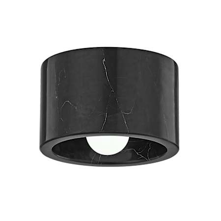 Hudson Valley Lighting Loris 6" Wide Flush Mount Drum Ceiling Fixture Polished Nickel / Black Marble