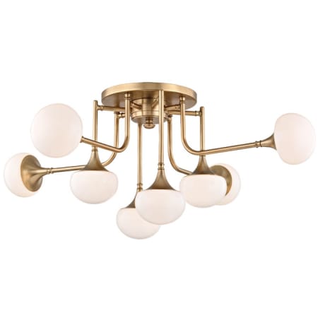 Hudson Valley Lighting Fleming 8 Light 37" Wide LED Semi-Flush Ceiling Fixture Aged Brass