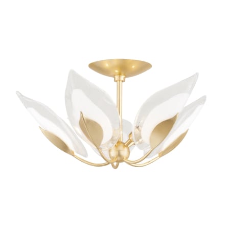 Hudson Valley Lighting Blossom 5 Light 24" Wide Semi-Flush Bowl Ceiling Fixture Gold Leaf