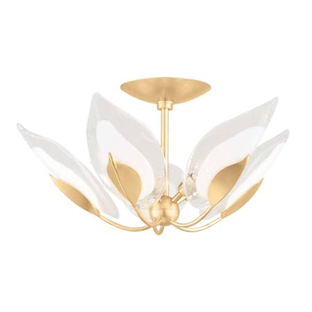 Hudson Valley Lighting Blossom 5 Light 24" Wide Semi-Flush Bowl Ceiling Fixture Gold Leaf