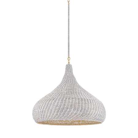 Hudson Valley Lighting Hampstead 28" Wide Pendant with Seagrass Shade Aged Brass