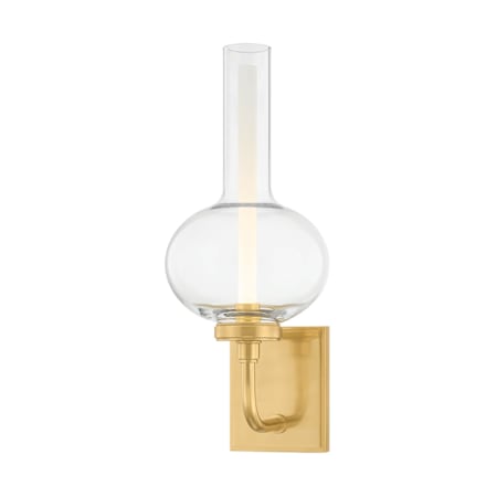 Hudson Valley Lighting Rossman 17" Tall LED Wall Sconce with Clear Glass Shade Aged Brass