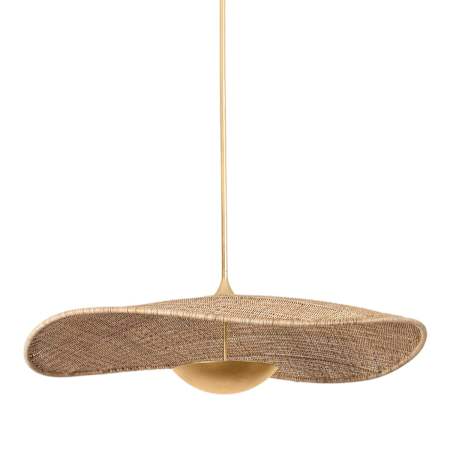 Hudson Valley Lighting Shiloh 52" Wide 3000K LED Rattan Pendant Vintage Gold Leaf