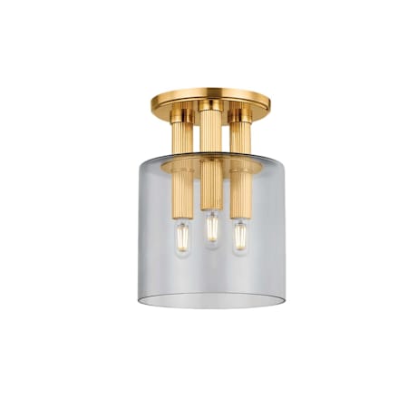 Hudson Valley Lighting Crystler 3 Light 9" Wide Flush Mount Ceiling Fixture Aged Brass