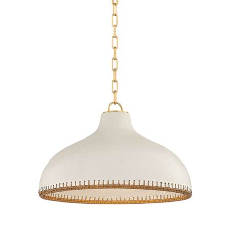 Hudson Valley Lighting Southfields 21" Wide Pendant Aged Brass / Ceramic Cream Pebble