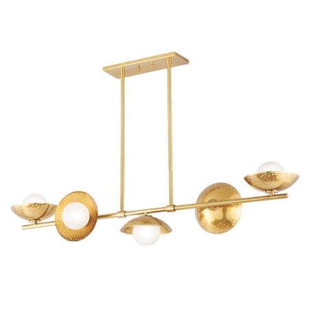 Hudson Valley Lighting Glimmer 5 Light 8" Wide Crystal Linear Chandelier Aged Brass