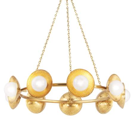 Hudson Valley Lighting Glimmer 9 Light 40" Wide Crystal Ring Chandelier Aged Brass