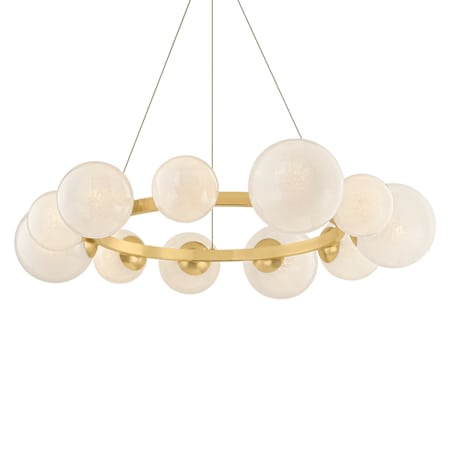 Hudson Valley Lighting Pacama 11 Light 40" Wide Ring Chandelier with Seedy Cloud Glass Shades Aged Brass
