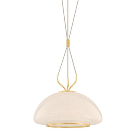 Hudson Valley Lighting Baudette 18" Wide Pendant with Seedy Cloud Glass Shade Aged Brass