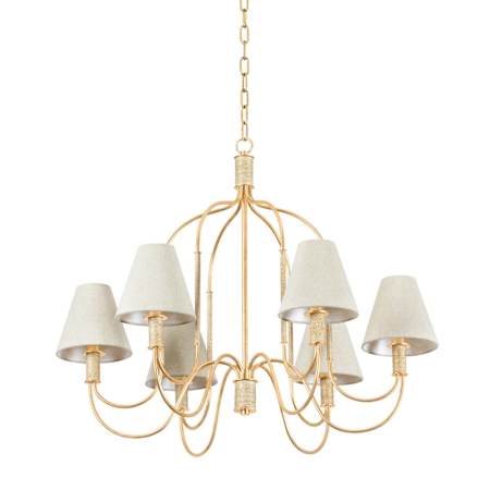 Hudson Valley Lighting Warrensburg 6 Light 33" Wide Chandelier Vintage Gold Leaf