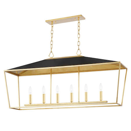 Hudson Valley Lighting Paxton 6 Light 48" Wide Taper Candle Style Chandelier Gold Leaf / Black