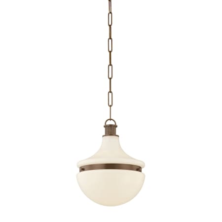 Hudson Valley Lighting Barryville 12" Wide Pendant with Glossy Opal Glass Shade Historic Bronze