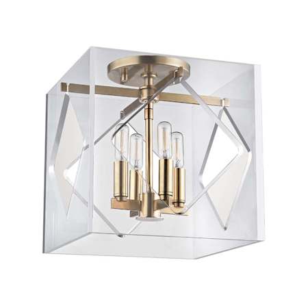 Hudson Valley Lighting Travis 4 Light 12" Wide Flush Mount Square Ceiling Fixture Aged Brass