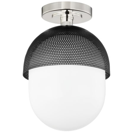 Hudson Valley Lighting Nyack 9" Wide Semi-Flush Ceiling Fixture Polished Nickel / Black