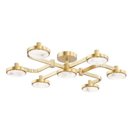 Hudson Valley Lighting Meander 6 Light 29" Wide LED Semi-Flush Ceiling Fixture Aged Brass