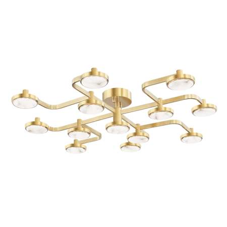 Hudson Valley Lighting Meander 13 Light 43" Wide LED Semi-Flush Ceiling Fixture Aged Brass