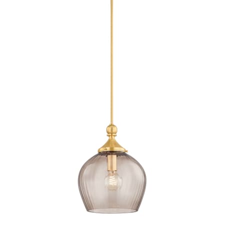 Hudson Valley Lighting Chatton 12" Wide Pendant with Fluted Glass Shade Aged Brass