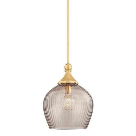 Hudson Valley Lighting Chatton 17" Wide Pendant with Fluted Glass Shade Aged Brass