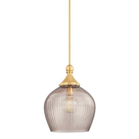 Hudson Valley Lighting Chatton 17" Wide Pendant with Fluted Glass Shade Aged Brass