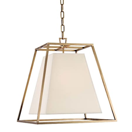 Hudson Valley Lighting Kyle 4 Light 17" Wide Pendant Aged Brass / White Silk Shades