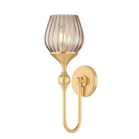 Hudson Valley Lighting Chatton 17" Tall Wall Sconce with Fluted Glass Shade Aged Brass