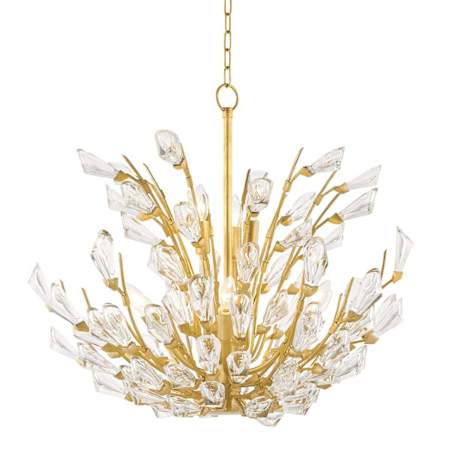Hudson Valley Lighting Tulip 9 Light 28" Wide Crystal Chandelier Gold Leaf