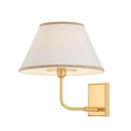 Hudson Valley Lighting Durland 11" Tall Wall Sconce with Linen Shade Aged Brass
