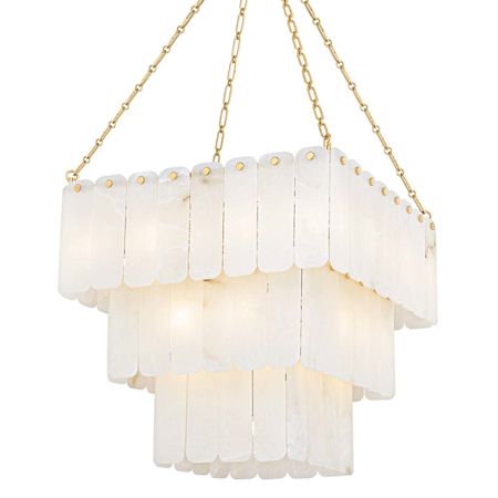 Hudson Valley Lighting Moissanite 33 Light 26" Wide Waterfall Chandelier Aged Brass