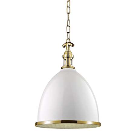 Hudson Valley Lighting Viceroy Single Light 13" Wide Pendant White / Aged Brass