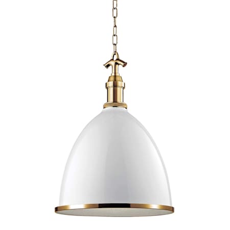 Hudson Valley Lighting Viceroy Single Light 17" Wide Pendant White / Aged Brass