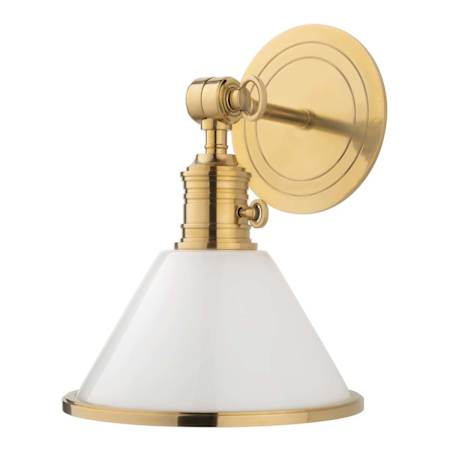 Hudson Valley Lighting Garden City 11" Tall Wall Sconce with Frosted Glass Shade Aged Brass