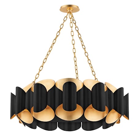 Hudson Valley Lighting Banks 12 Light 35" Wide Drum Chandelier Gold Leaf / Black
