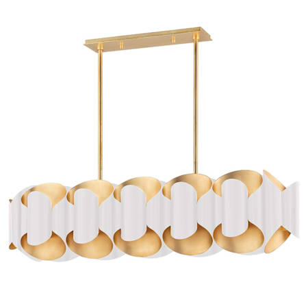 Hudson Valley Lighting Banks 12 Light 46" Wide Linear Chandelier Gold Leaf / White