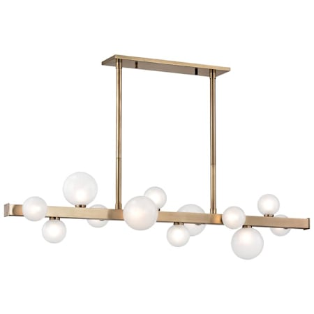Hudson Valley Lighting Mini Hinsdale 12 Light 45" Wide LED Linear Chandelier Aged Brass