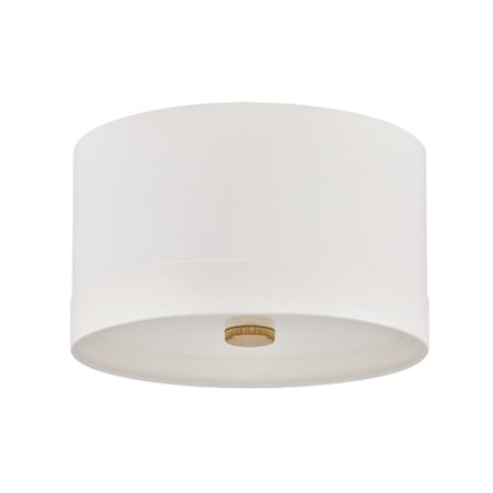 Hudson Valley Lighting Ashland 3 Light 14" Wide Flush Mount Drum Ceiling Fixture with Linen Shade Aged Brass