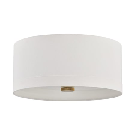 Hudson Valley Lighting Ashland 4 Light 22" Wide Flush Mount Drum Ceiling Fixture with Linen Shade Aged Brass