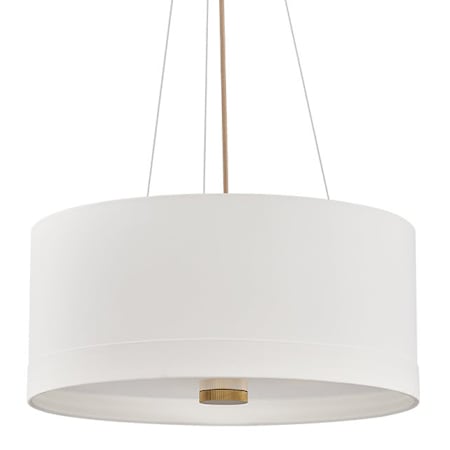 Hudson Valley Lighting Ashland 4 Light 22" Wide Pendant with Linen Shade Aged Brass