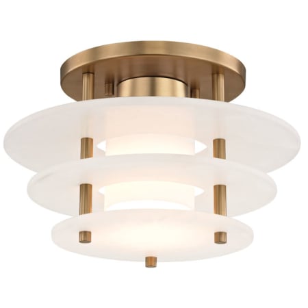 Hudson Valley Lighting Gatsby Single Light 12" Wide Integrated LED Semi-Flush Ceiling Fixture Aged Brass