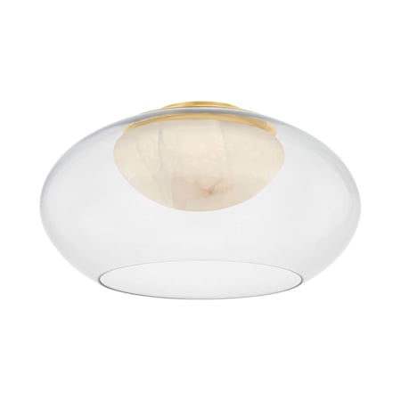 Hudson Valley Lighting Moore 17" Wide LED Flush Mount Ceiling Fixture with Glass and Alabaster Shades Aged Brass