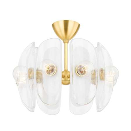 Hudson Valley Lighting Hilo 8 Light 22" Wide Semi Flush Ceiling Fixture Aged Brass