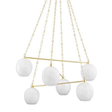 Hudson Valley Lighting Asbury Park 6 Light 38" Wide Chandelier Aged Brass