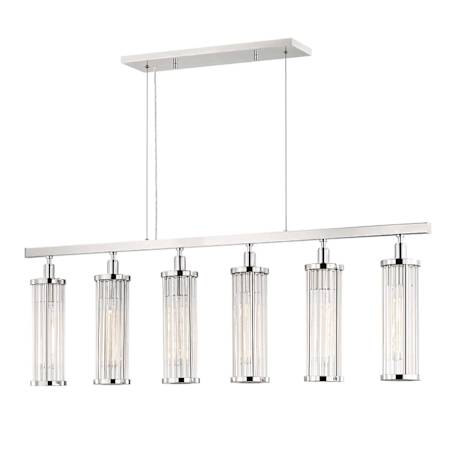 Hudson Valley Lighting Marley 6 Light 47" Wide Linear Chandelier Polished Nickel