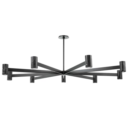 Hudson Valley Lighting Predock 9 Light 64" Wide LED Sputnik Chandelier with Neo Madera Marble Shades Black Brass