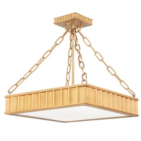 Hudson Valley Lighting Middlebury 3 Light 16" Wide Semi-Flush Square Ceiling Fixture Aged Brass
