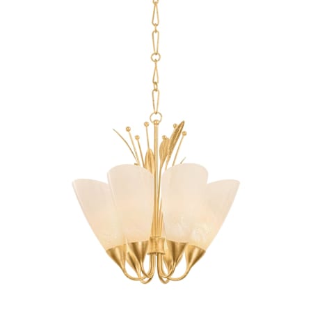 Hudson Valley Lighting Forest Glen 6 Light 26" Wide Pendant with Seedy Cloud Glass Shades Vintage Gold Leaf