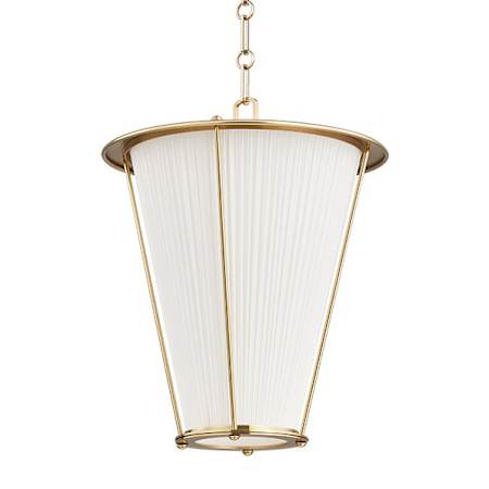 Hudson Valley Lighting Ellsworth 15" Wide Pendant with Pleated Silk Shade Aged Brass
