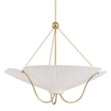 Hudson Valley Lighting Gerhard 3 Light 28" Wide Pendant with Ivory Linen Shade Aged Brass