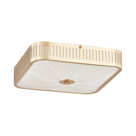 Hudson Valley Lighting Henri 4 Light 15" Wide Semi-Flush Square Ceiling Fixture with Pleated Silk Shade Aged Brass