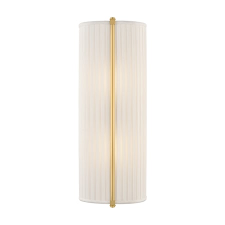 Hudson Valley Lighting Cornell 2 Light 18" Tall Wall Sconce with Pleated Silk Shade Aged Brass