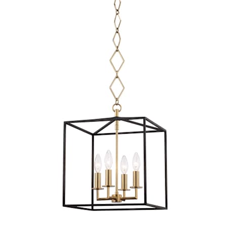 Hudson Valley Lighting Richie 4 Light 13" Wide Taper Candle Pendant Aged Brass / Textured Black